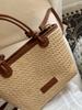 "2025 Summer Beach Straw Woven Handbag with Rope Knot Design"