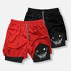 Men's Fitness Training Skinny Shorts Demon Print Summer 2 In 1 Quick Dry Gym Beach Jogging Shorts Outdoor Sportwear