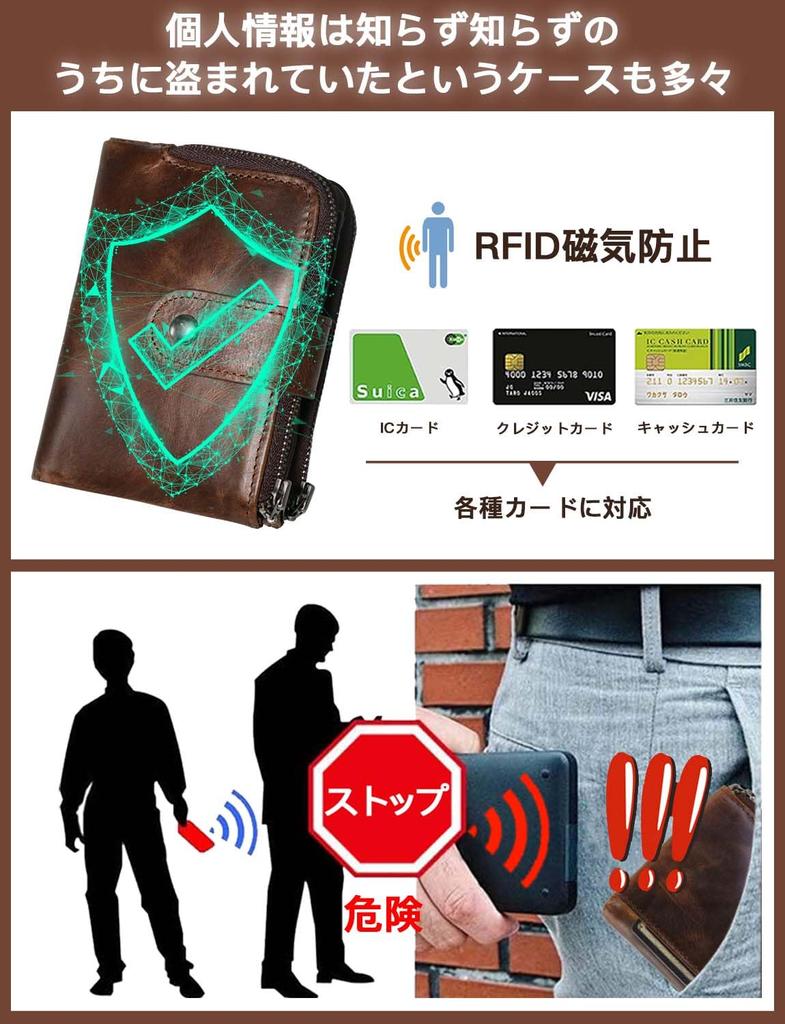 Bifold Cowhide Bifold Wallet Genuine Leather Japanese YKK Zipper Holds 16 Pieces Large Capacity Coin Purse Zipper Card Card Storage for Men and