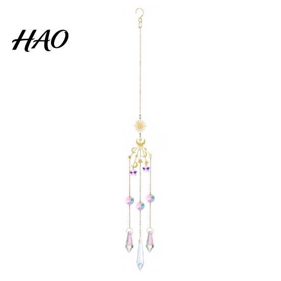 Reflective Light Pendant Crystal Suncatcher, Rainbow Maker Prism Hanging Wind Chime, Ornament for Window, Balcony, Garden, Patio Indoor Outdoor