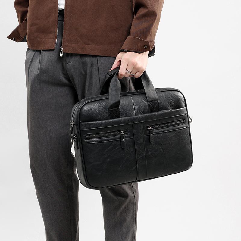 Многофункциональная застежка-молния, деловой портфель, большая вместимость, сумка для ноутбука 15,6 дюйма, мужская сумка через плечо