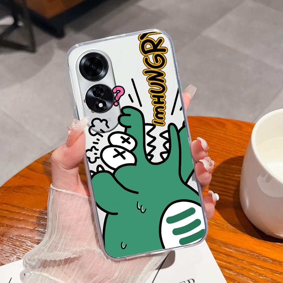 Чехлы для телефонов для OPPO A60 Reno12 Pro Realme C63 C61 A59 Shell Cute Panda Dinosaur Cartoon Pattern Силиконовый Мягкий ТПУ Супер противоударный прозрачный бампер