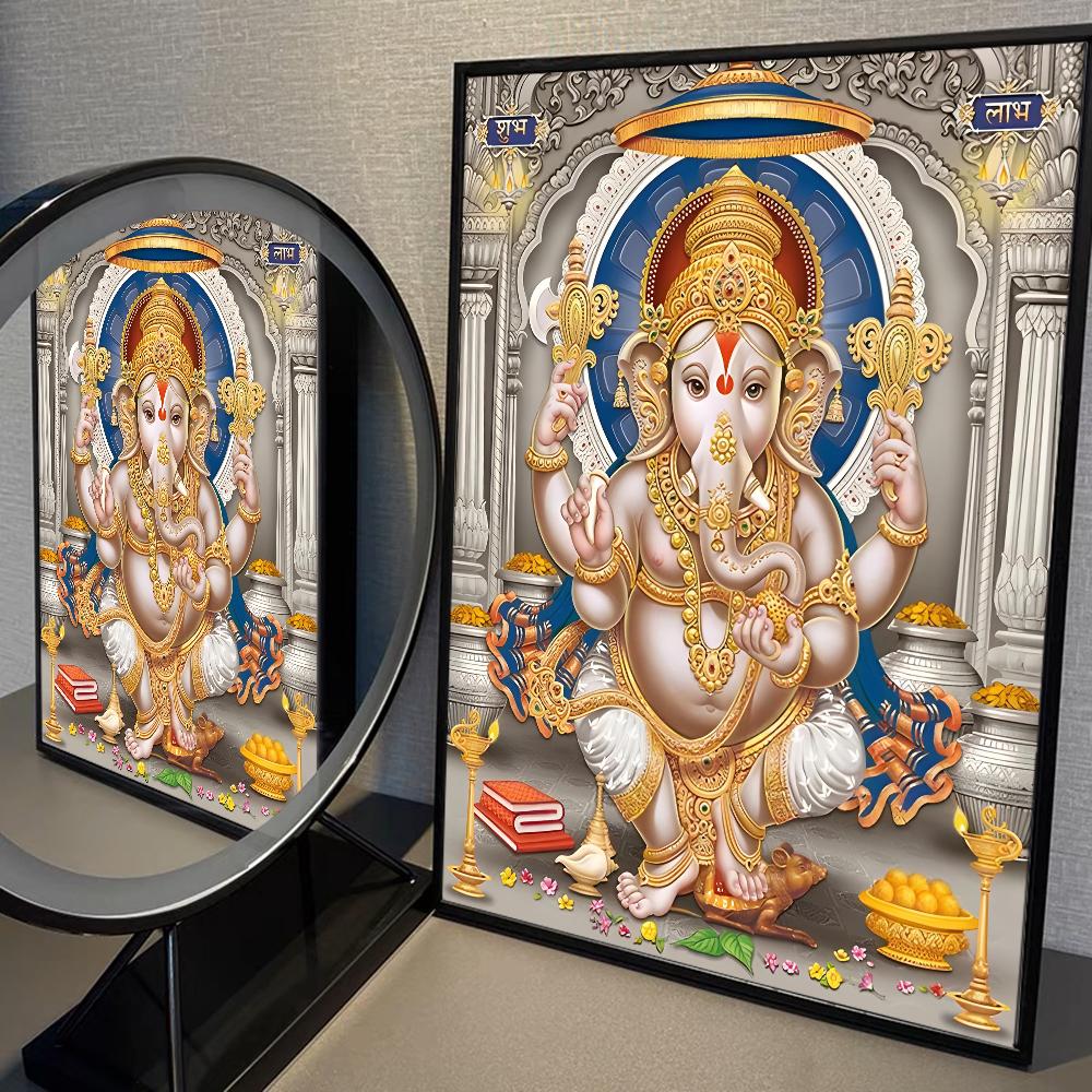 Религия Слон Бог Индия Индуизм Ганеша Классика Винтаж Плакаты Декорацион Живопись Настенное искусство Белая крафт-бумага Kawaii