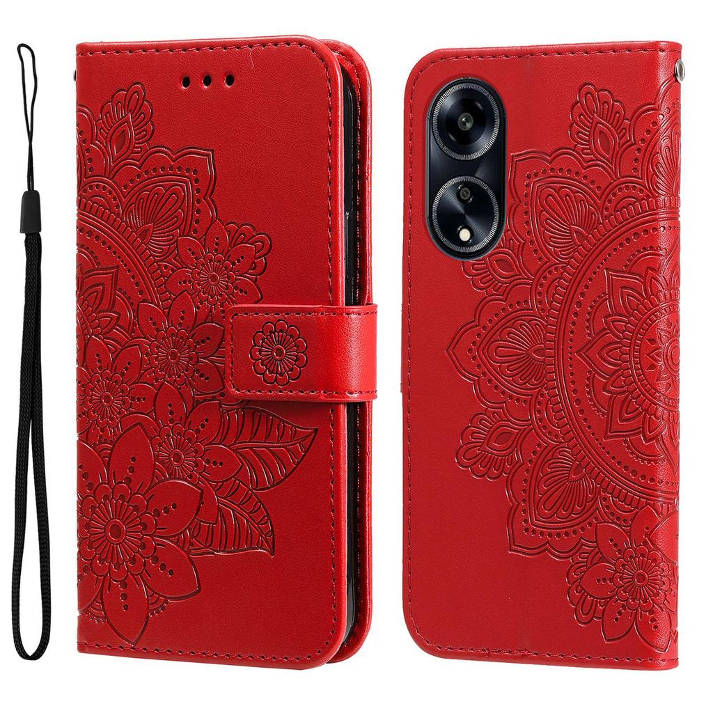 Кожаный чехол-книжка Sony Xperia 1 VIII 2025 - С тиснением в виде семилепесткового цветка, с держателем для карт