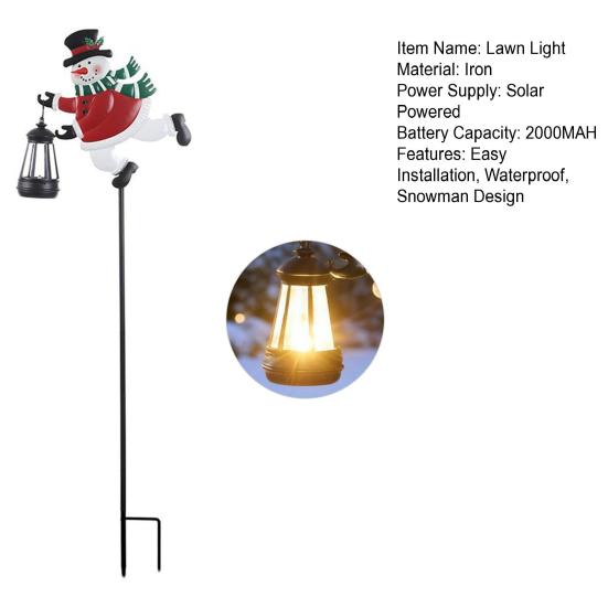 Рождественский солнечный свет уличный снеговик газонный светильник водонепроницаемый металлический снеговик с фонарем садовый светильник со штырем для патио двора дорожки праздничный декор
