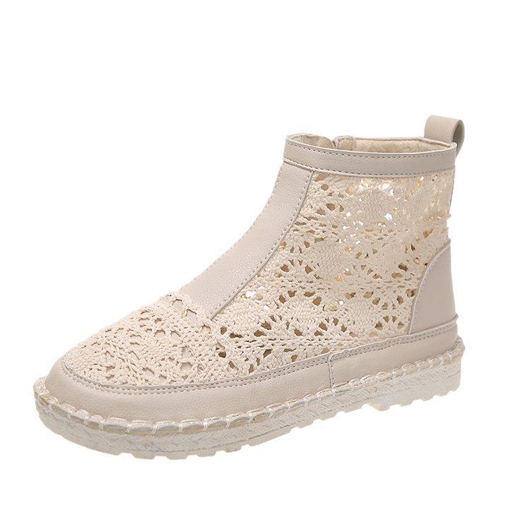 Модные Горячие Продажи 2025 Новые Женские Дышащие Сетчатые Ботинки Летняя Обувь Кружевная Прогулочная Неглубокая Новая Однотонная Нескользящая Повседневная Обувь 35-40 Обувь