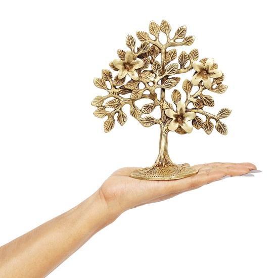17 Cm Pure Brass Kalpavriksha Tree Showpiece Tree of Life Home Decor Gift for Good Luck Vastu and Fengshui Best In Living Room Table Decoration