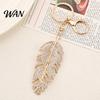 Anti-oxidation Keychain Pendant Rhinestones Inlaid Feather Shape Key Chain Bag Charm with Anti-Oxidation Lobster Clasp Backpack Accessory