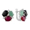 Silver Earrings with 8.696ct Natural Sapphire, Emerald, Ruby (2096610)