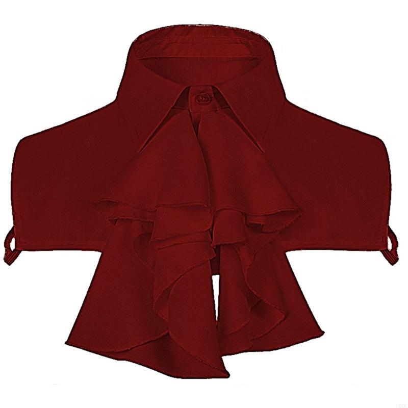 Women Faux Collar Blouse Ruffle Front Jabot Half Shirt Detachable Layering Top Y166