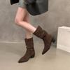 Модные женские сапоги до колена, осенне-зимняя женская обувь, модные женские сапоги без застежек, с закругленным носком, на низком каблуке, с плоскими длинными сапогами, на платформе