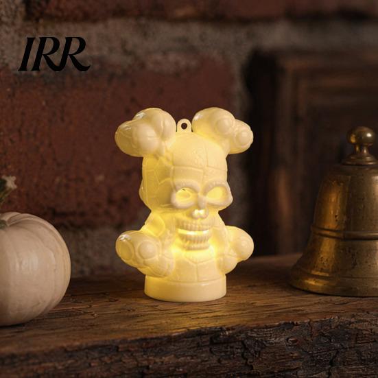 Creepy Skull Prop Halloween Night Light, LED Skeleton Decorative Candle Light for Safe Lighting Haunted House, Spooky Party Tabletop Decor,