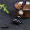with Black Red Beads Bag Charms Natural Obsidian Car Key Ring Gourd Pendant Keychain  Small Gifts