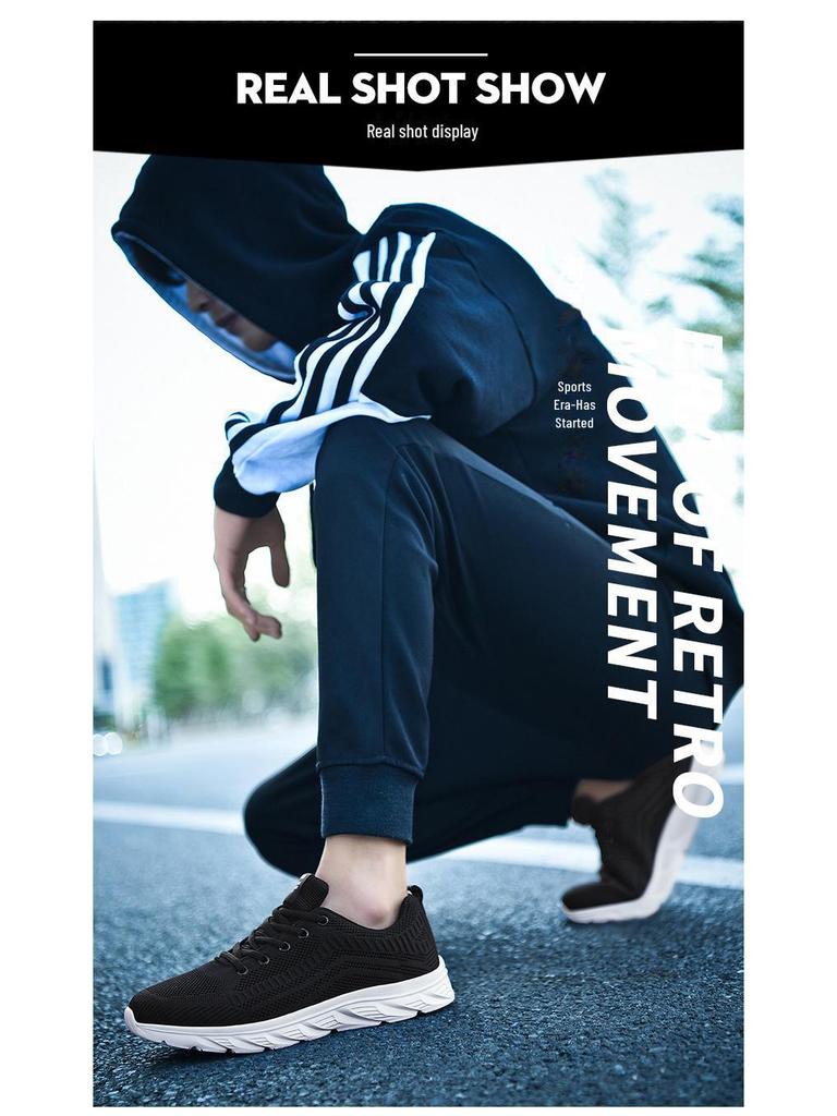 Мужские кроссовки большого размера с дышащей сеткой для бега на осень/зиму - легкая и мягкая повседневная спортивная обувь
