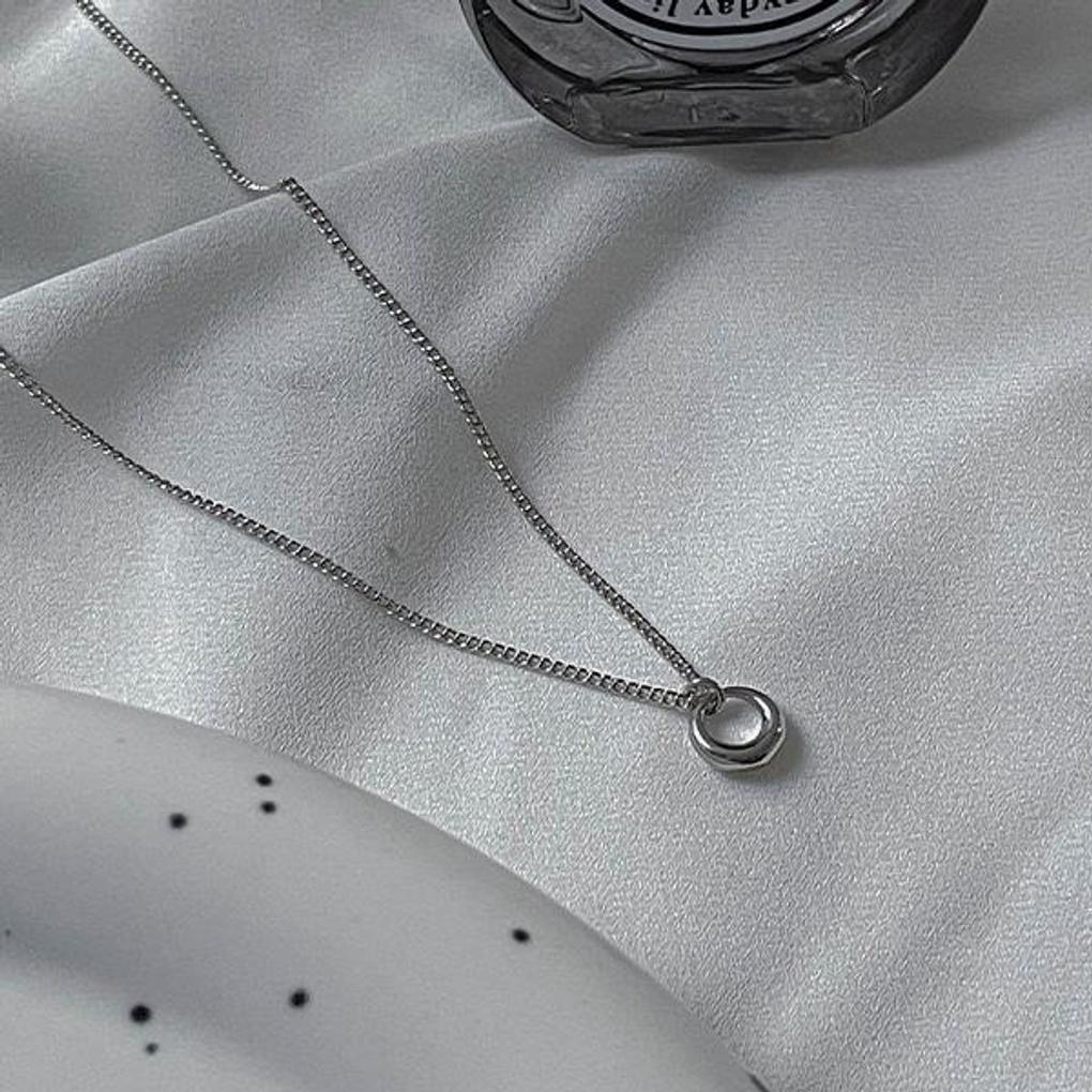 Women's Creamy Crescent Moon Silver Necklace