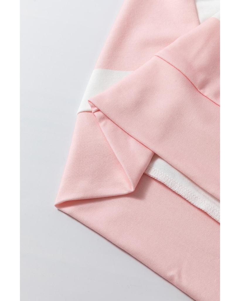 Azura Exchange Светло-розовый полосатый топ с заниженной линией плеч и длинными рукавами в цветочных блоках