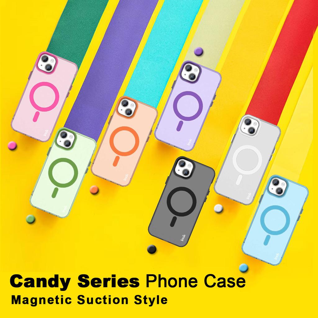 For iPhone 14 Plus Case Compatible with MagSafe Candy Color Anti Drop TPU+PET Back Cover