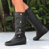 Women Boots 2025 Winter New Fashion Casual Mid Calf Boots Round Toe Buckle Plus Size 34-50 Lady Shoes Rivet Metal Decoration