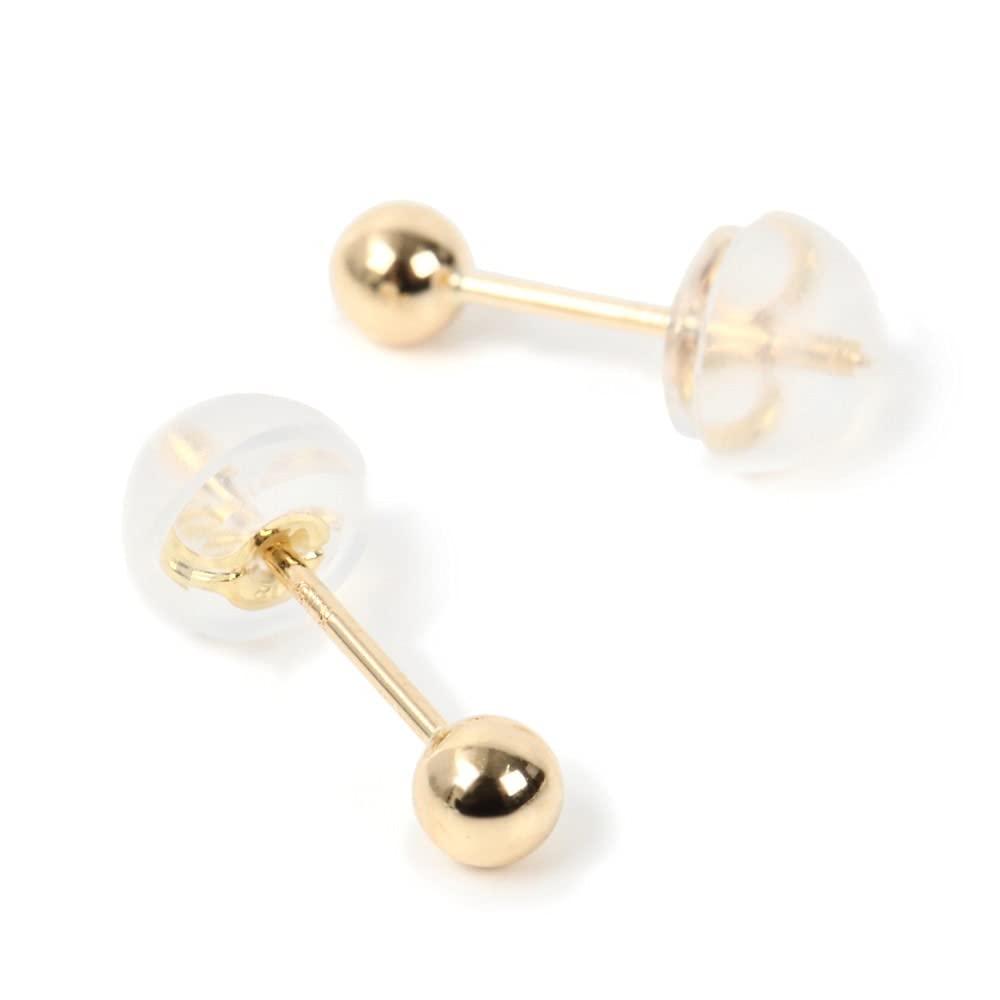 Товары 18K K18 Круглые Оба 2 18k [Happy Shop] Серьги, Шарик, 3мм, Золото, Простые, Мужские, Женские, Уши, Штуки, Классические,