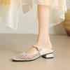 Fashion New Summer Women Slippers Shoes for Women Fashion Hollow Out Mules Square Toe Low Heels Shoes Women Zapatos Mujer Ladies Shoes