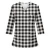 Women's V-Neck Uniform Top with Single Pocket and Side Slit 3/4 Sleeve