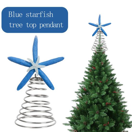 Starfish Christmas Tree Topper Resin Starfish Decoration with Spiral Wire Base Xmas Tree Decoration Starfish for Home Office Parties