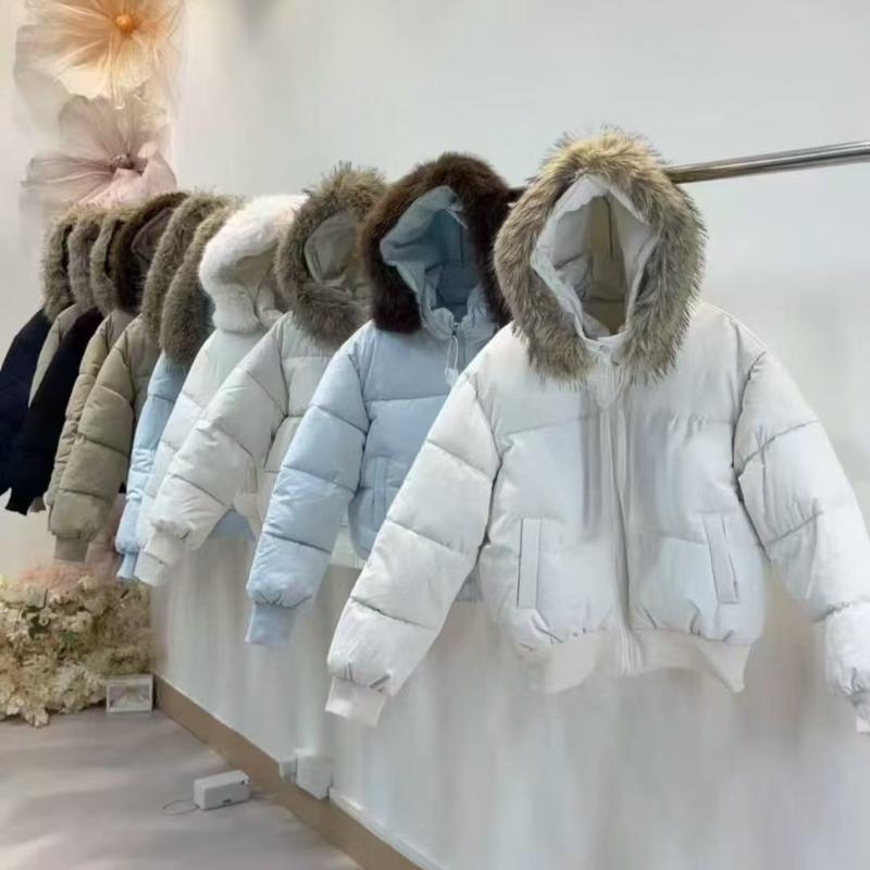 Женская одежда на пуху и хлопке с большим меховым воротником, утолщенная и теплая зимняя новинка, куртки на хлопке, короткие куртки.
