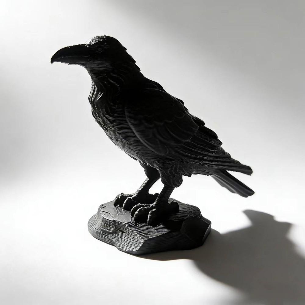 3D Printed Simulation Crow Model Raven Prop Bird Ornaments Craft Crow Statue Crafts Farm