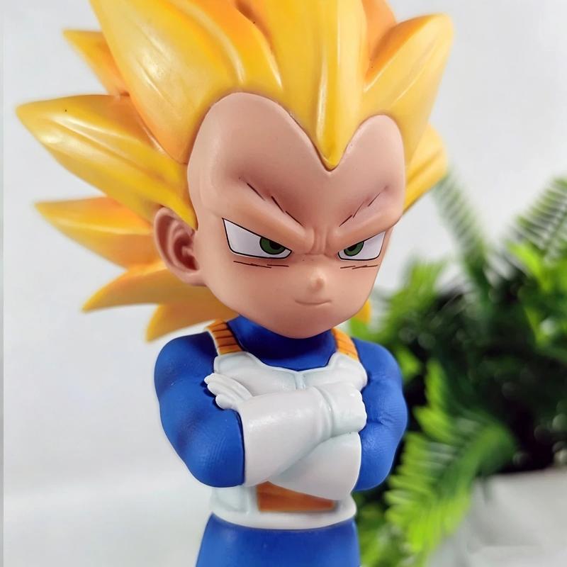 21 см Q-версия Dragon Ball Z Супер Сайян 3 Гоку Веджета Чиби Фигурки Персонажей Украшение для Автомобиля Модель С Подставкой Аниме Игрушка Декор Подарки