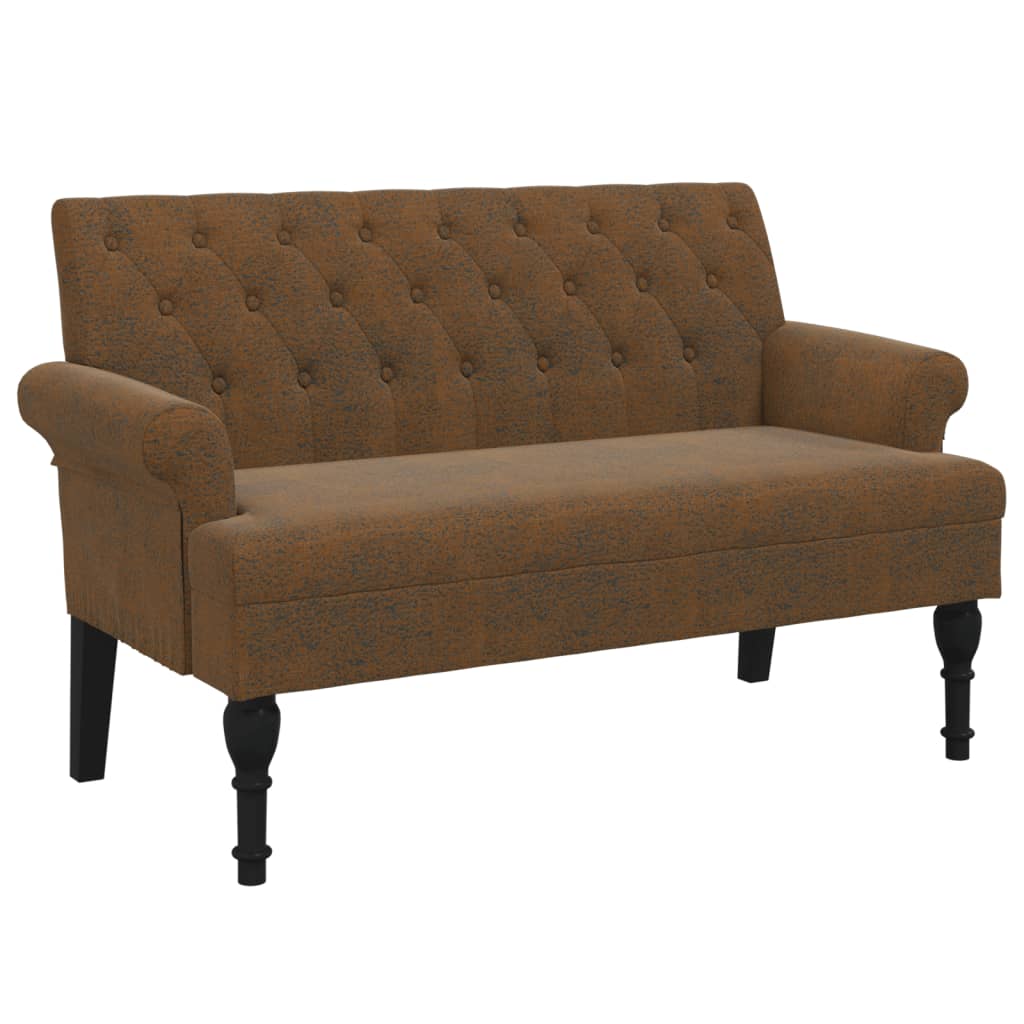 Bench with Backrest Brown 120 x 62 x 75.5 cm Faux Suede Look