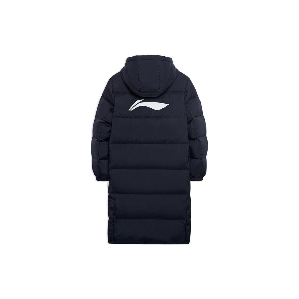 Li Ning Fitness Series Logo Letter средней длины с капюшоном теплая мужская куртка-пуховик черная AYMS413-1