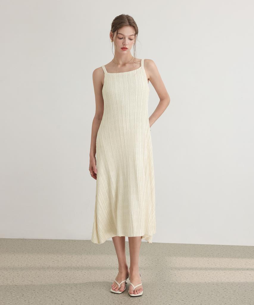 Pleats Mood Tweed Pleated Sleeveless Flare Dress