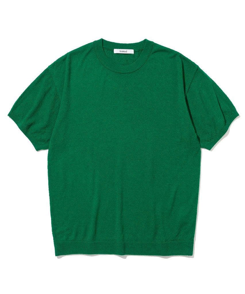 KNITTED Cool Summer Essential Round Short Sleeve Knit Tee Green