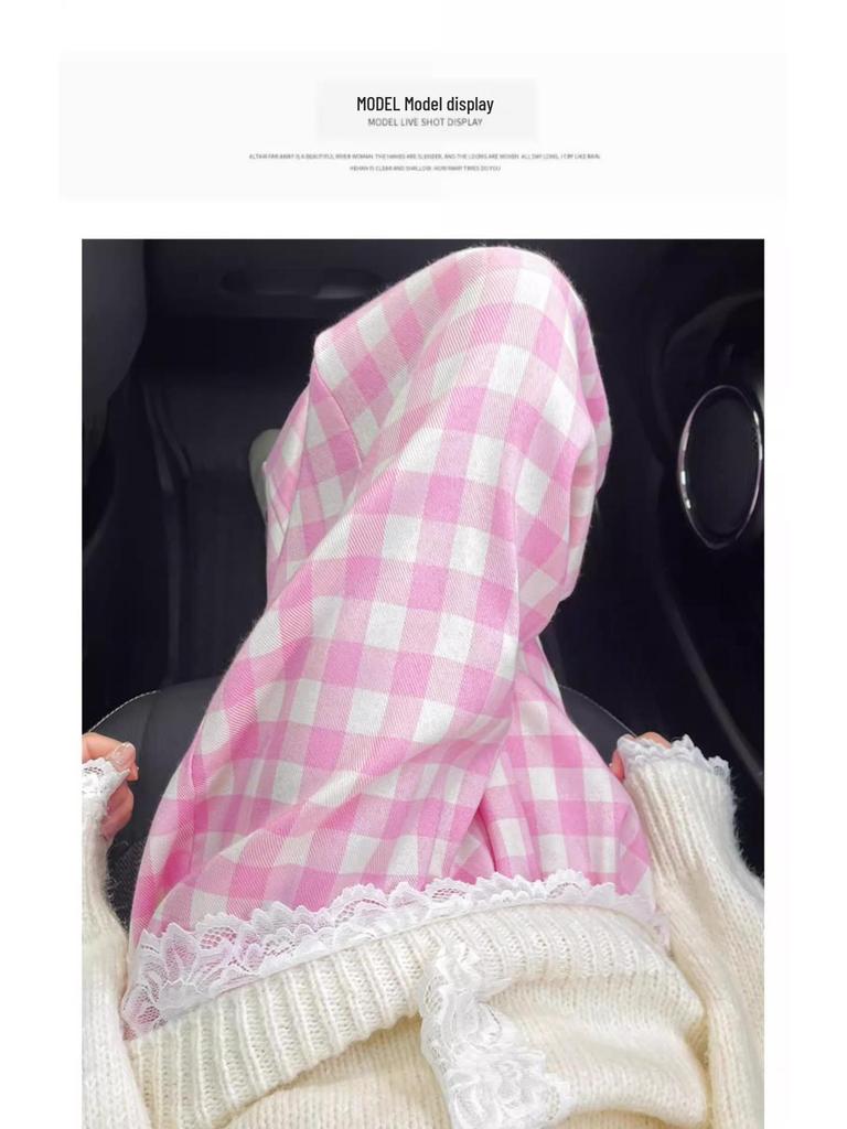 Women's Pink Plaid Straight-Leg Pants, Loose Slimming Fit, Casual Wide-Leg, Floor-Length, Spring/Autumn 2025.