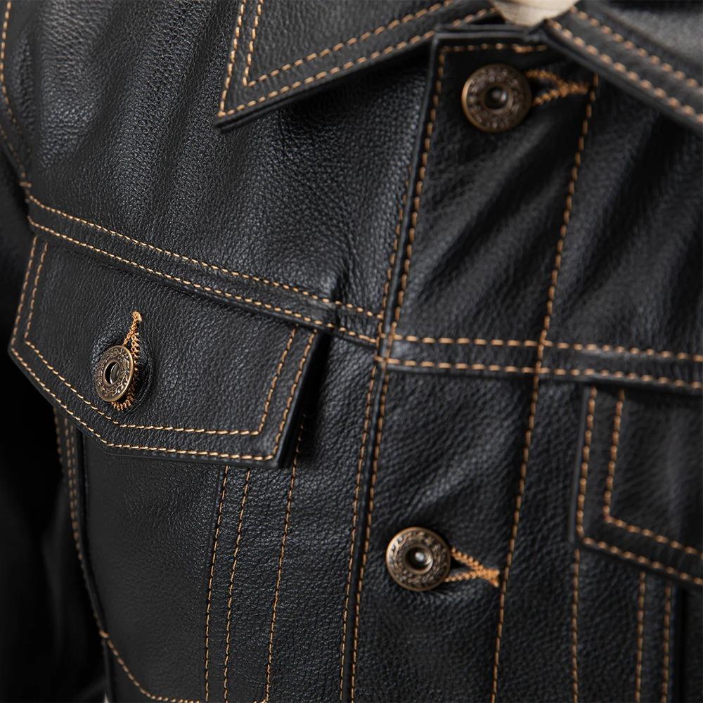 Китайский размер, классическая куртка из натуральной коровьей кожи 507 для мужчин, синяя, черная, приталенная, натуральная кожа, мужская одежда, осенняя, азиатского размера