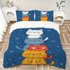 3pcs cat, night Bedding Set, Suitable for Bedroom Decoration, (Includes 1 Duvet Cover And 2 Pillowcases, Quilt Not Included) yy250822124
