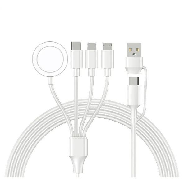 Универсальный кабель для зарядки 4 в 2 для Apple Watch Зарядное устройство USB C Кабель для путешествий Совместим с iPhone 15 14 13 Сериями iWatch