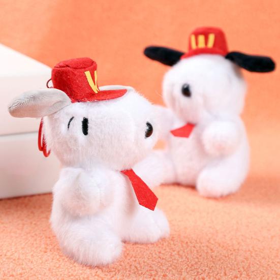 Брелок-подвеска в виде щенка для рюкзака, милая мультяшная одежда, красная шапка, плюшевый щенок, украшение, мягкая игрушка, подвеска для зеркала заднего вида автомобиля, украшения, подарки