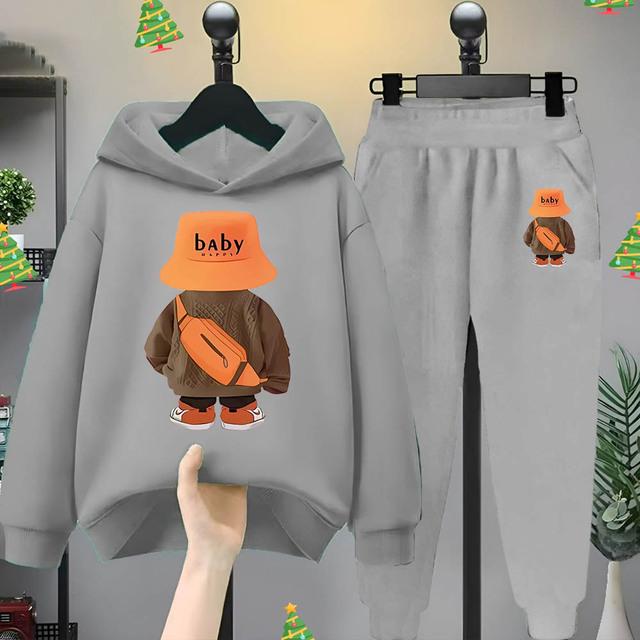 Оранжевая шапка рыбака Bear для мальчиков и девочек, детская толстовка с капюшоном и длинными рукавами, модный комплект детской одежды для отдыха на весну и осень