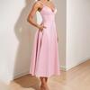 New Arrival Women's Temperament Sexy V-neck High-waist Suspender Skirt Big Pocket Pleated Dress