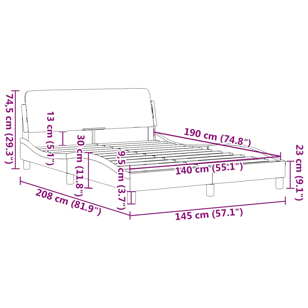 Bed Frame Dover Cream 140 x 190 cm Fabric