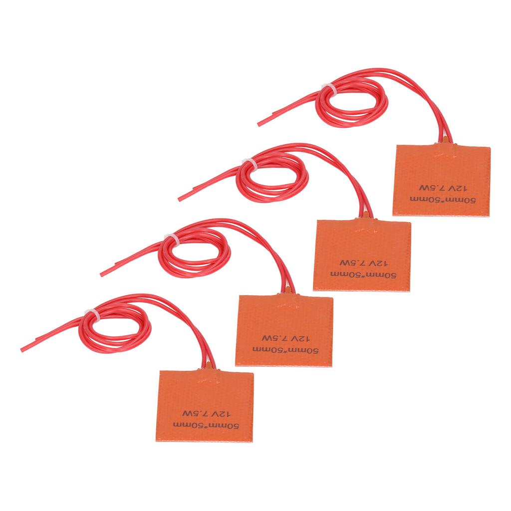 4 шт. Нагревательный мат Силиконовый нагревательный элемент Грелка 12 В 7,5 Вт от 120 до 150 градусов 50x50 мм для трубопровода бочки