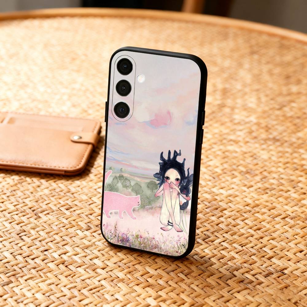 A-Art E-Essay-A-Aya T-Takano Чехол для телефона Samsung A73,A21s,A22,A31,A32,A52,A53,A71,A80,Мягкий черный корпус