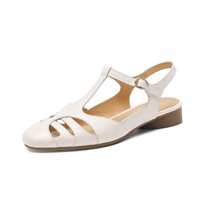 Мода Размер 34-40 Женские Сандалии на Низком Каблуке Мода 2025 Летняя Обувь Натуральная Кожа Повседневные Сексуальные Круглый Носок Вечерние Повседневные Платье Женские Сандалии