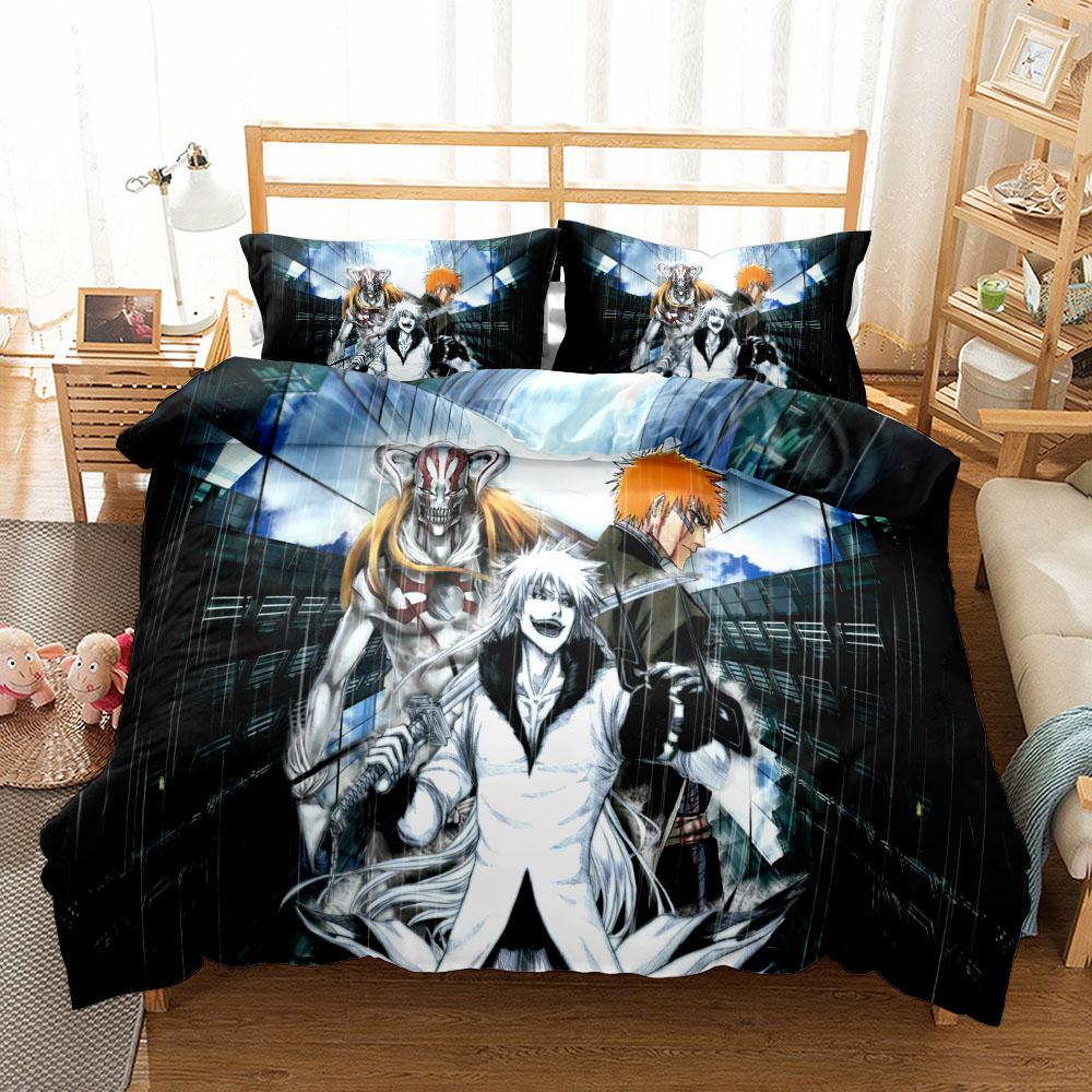 Постельное белье с персонажами Bleach Ичиго Комплект Full Queen King Cal King Размер Аниме Комплект постельного белья