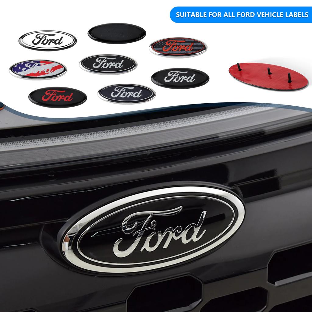 QZKW1 Replace Type Car Rear Trunk Badges Lid Emblem Front Rear Logo For Ford Fiesta Mondeo Fusion Explorer Escape Shelby Edge Kuga