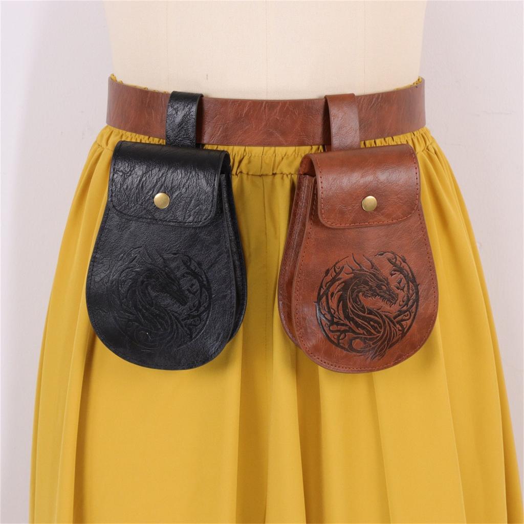 Средневековая поясная сумка с регулируемым ремешком для монет, ключей, необходимых вещей, из искусственной ПУ кожи, унисекс, аксессуар для костюма для косплея