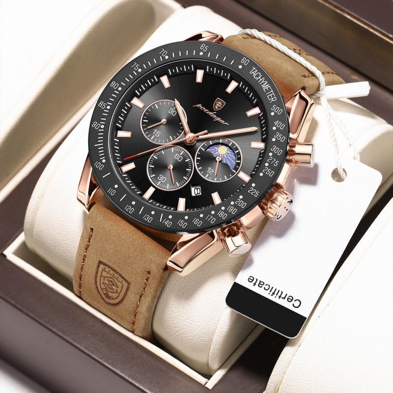 Новые повседневные часы с большим циферблатом, роскошные мужские светящиеся водонепроницаемые ультратонкие кварцевые часы с тремя секундами на дисплее, кожаные мужские часы