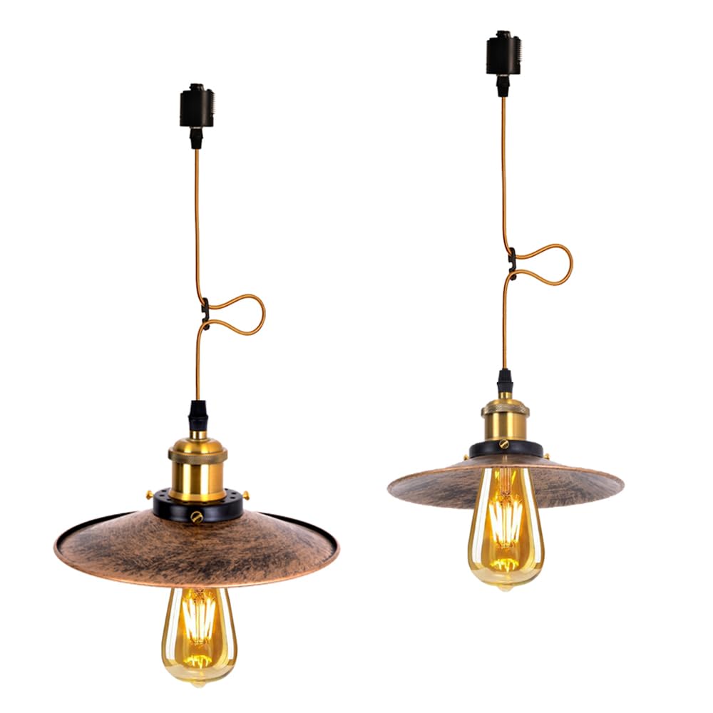 Retro pendant hanging ceiling Nordic modern industrial E26 bulb not steel for dining interior ceiling light fixture retro 2 reddish-bronze light,