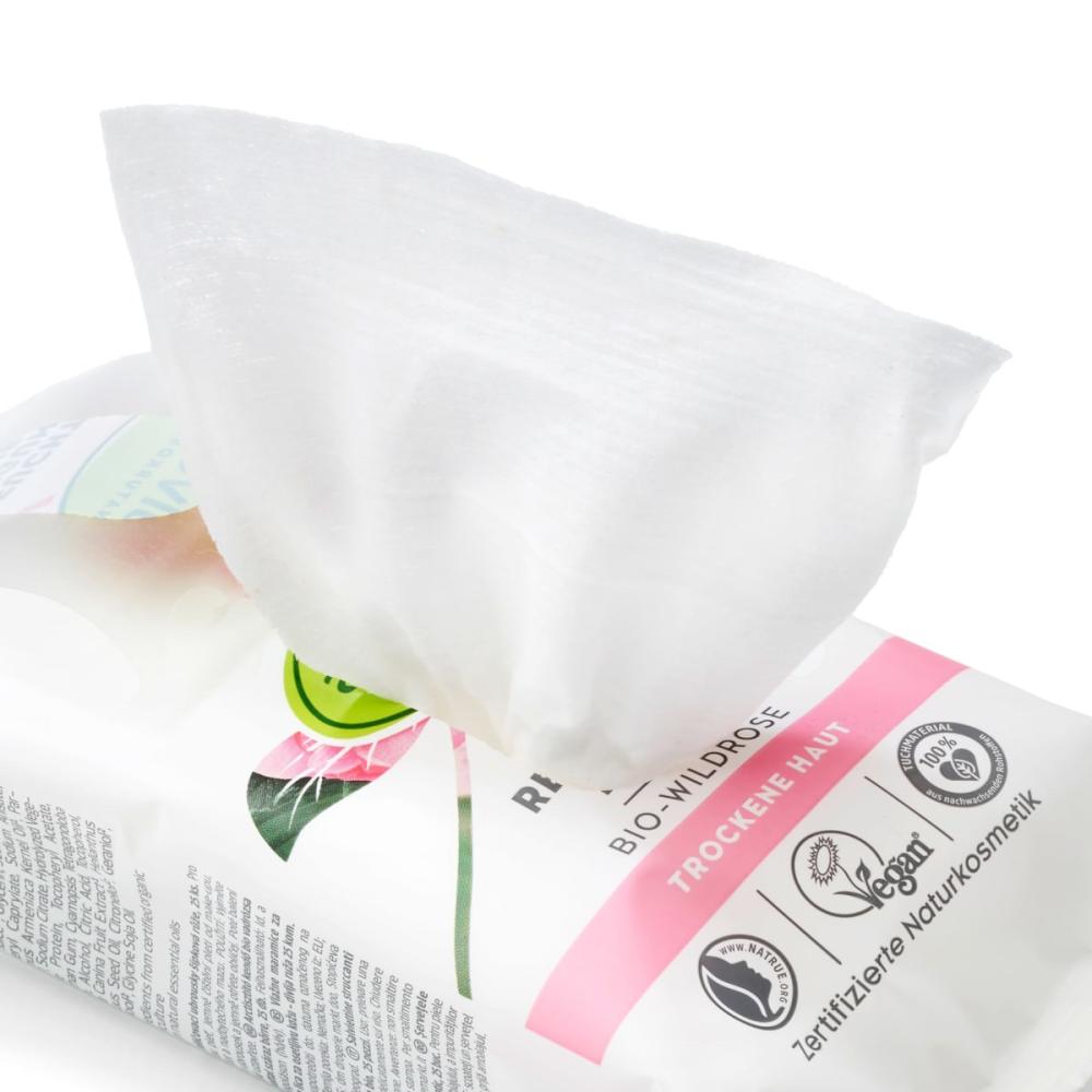 DM Alverde Nature Organic Wild Rose Очищающие салфетки 25 шт.